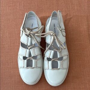Free People White and Tan Sneakers